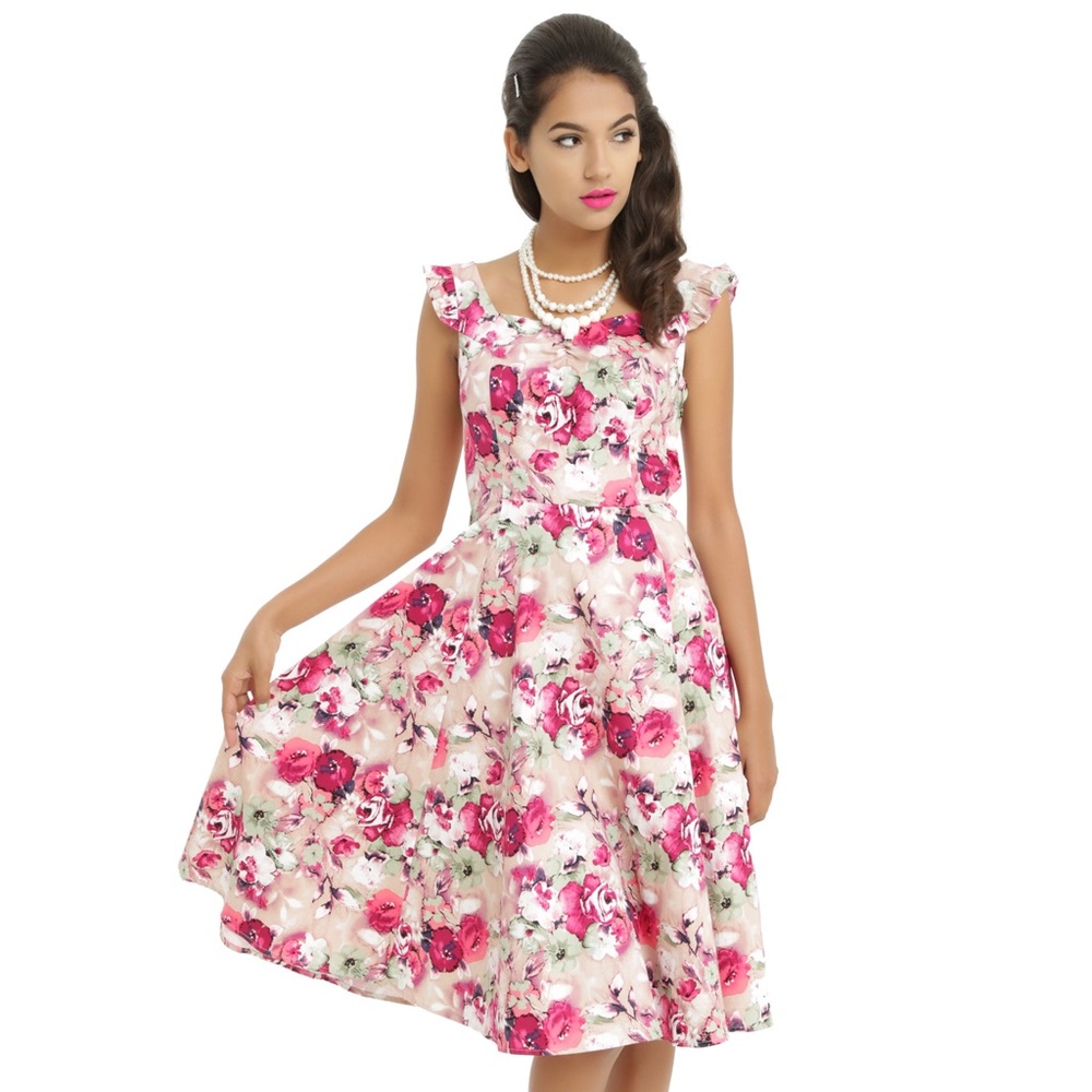 Hearts & Roses London, Pink and White Floral Swing Dress